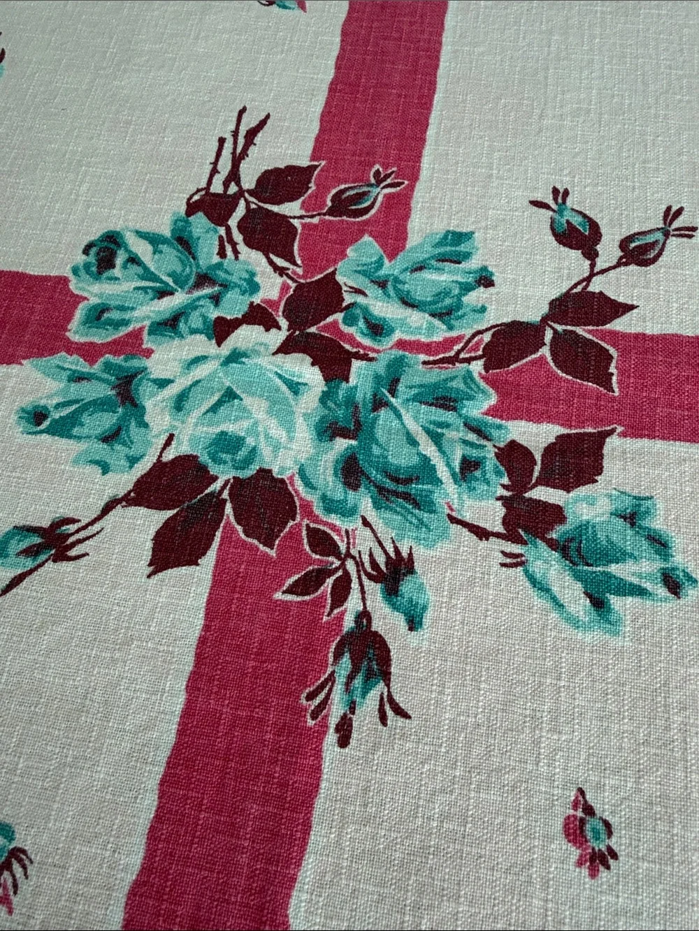 Vintage MCM Floral Small Tablecloth